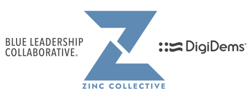 Logo: Zinc Collective, Blue Leadership Collaborative (R), DigiDems (R)